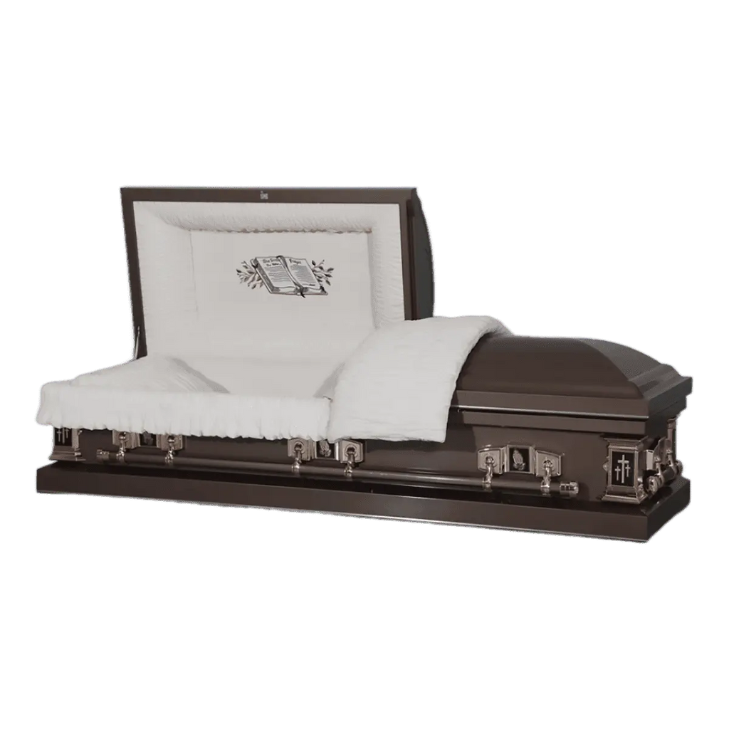 The Icon Series Bronze casket — bronze 20-gauge steel with ivory crepe interior (view 2)