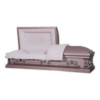 The Icon Series Orchid casket — orchid 20-gauge steel with pink crepe interior (view 2)
