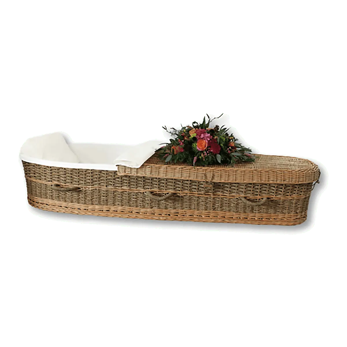 Discount Caskets Seagrass Casket — solid willow with white cotton interior (view 2)
