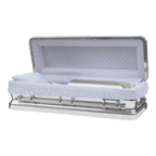Silver Chrome Casket Full Couch — white velvet interior (view 2)