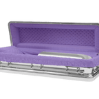 Silver Chrome Casket Full Couch — white velvet interior (view 4)