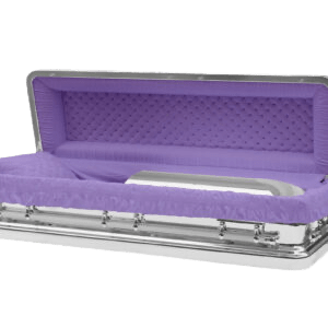 Silver Chrome Casket Full Couch — white velvet interior (view 4)