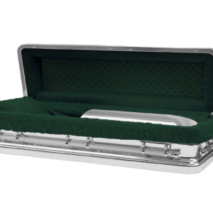 Silver Chrome Casket Full Couch — white velvet interior (view 5)