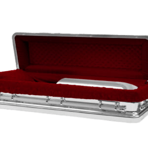 Silver Chrome Casket Full Couch — white velvet interior (view 3)