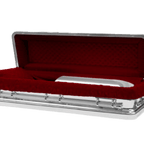 Silver Chrome Casket Full Couch — white velvet interior (view 3)