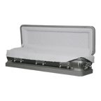 Discount Caskets Series Silver Full Couch — silver 18-gauge steel with white velvet interior (view 2)