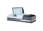 Discount Caskets Series Navy Blue — silver 18-gauge steel with blue velvet interior (view 2)