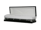 Discount Caskets Series Ebony/Silver Full Couch — silver 18-gauge steel with white velvet interior (view 2)