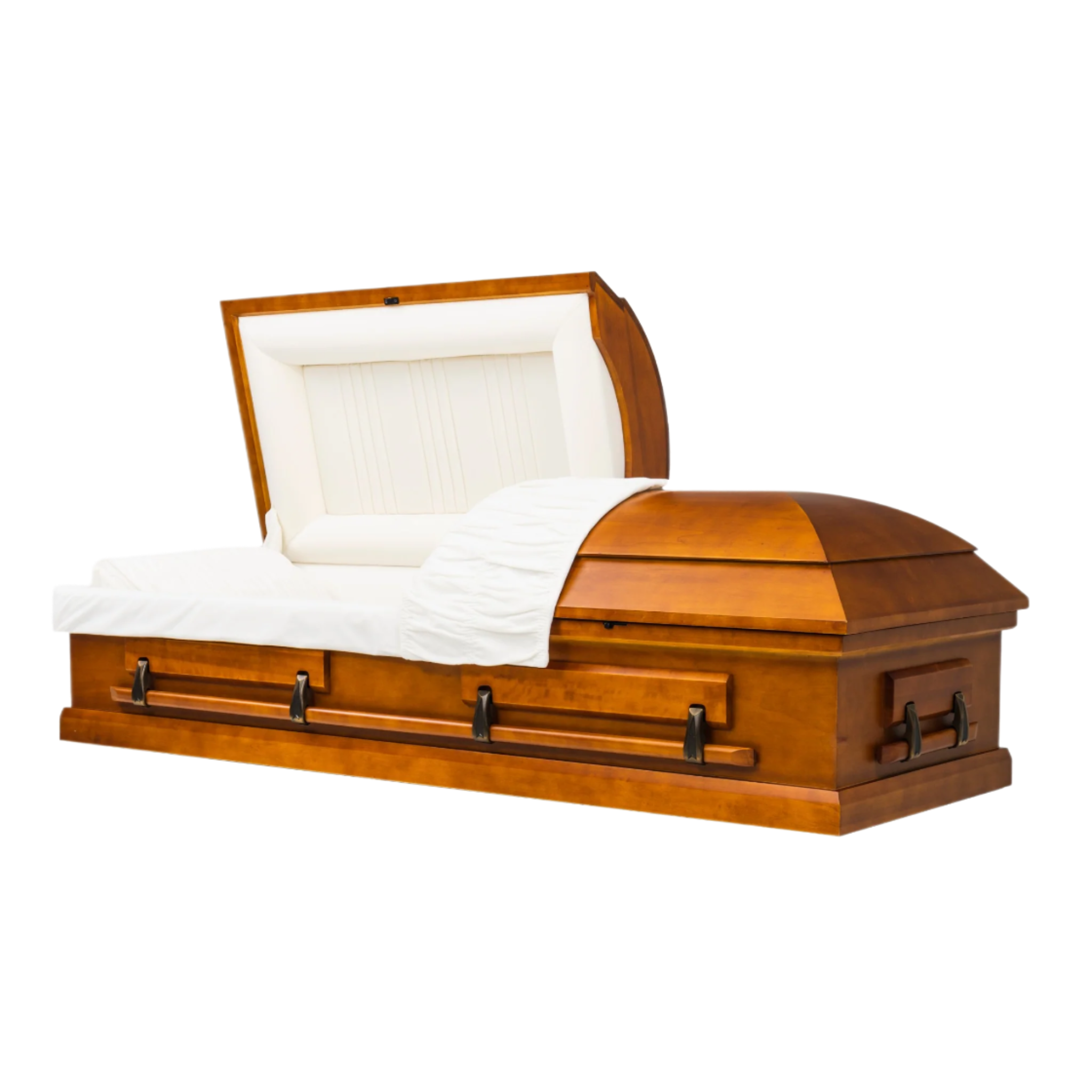 Eternal Series Oak Casket — solid oak with soft white velvet interior (view 2)