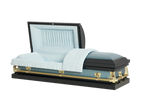 Lenox Series Blue casket — light blue 20-gauge steel with blue crepe interior (view 2)