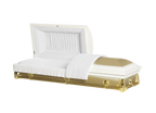 Lenox Series White/Gold casket — gold 20-gauge steel with white crepe interior (view 3)