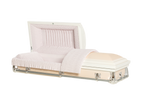 Lenox Series White/Pink casket — pink 20-gauge steel with pink crepe interior (view 2)