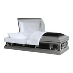 Jupiter Series Ebony casket — silver 20-gauge steel with white crepe interior (view 2)