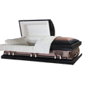 Jupiter Series Pieta casket — black 20-gauge steel with ivory crepe interior