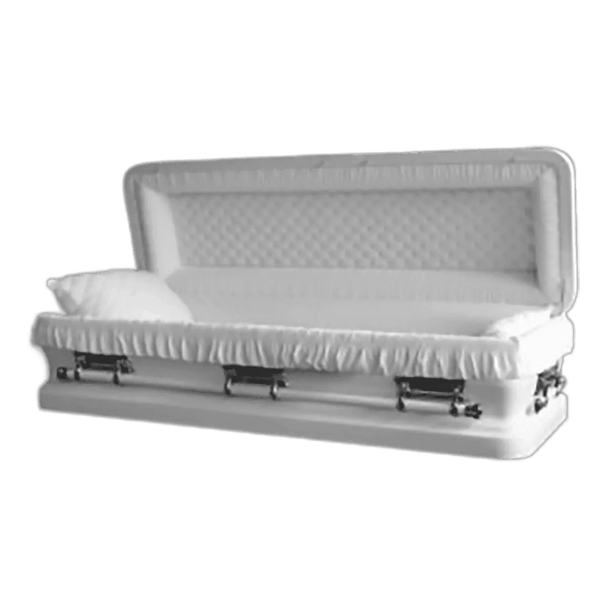 Clair White/Gold Full Couch casket — white 20-gauge steel with white crepe interior (view 3)