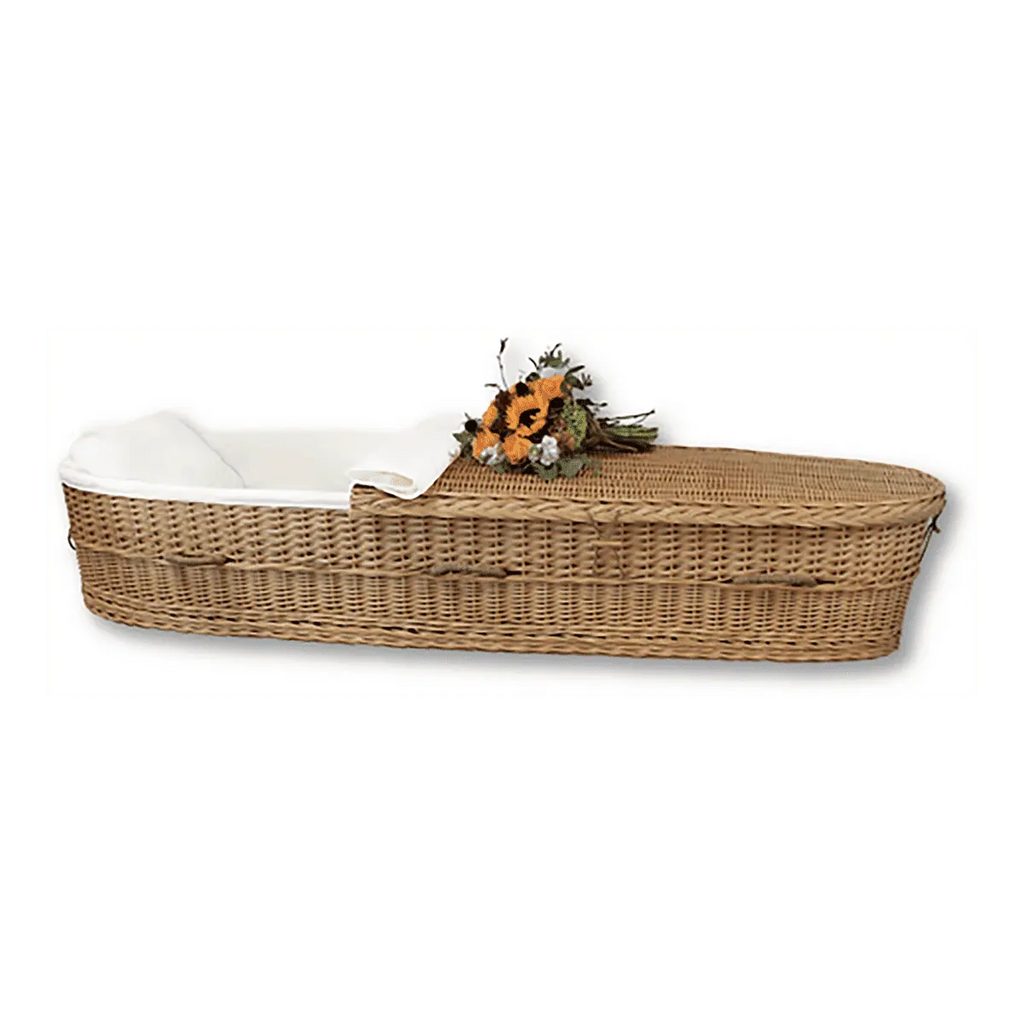 Discount Caskets Willow Casket — solid willow with white cotton interior (view 2)