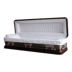 Discount Caskets Series Maroon Full Couch — brown 18-gauge steel with white velvet interior (view 2)