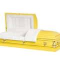 Clair Yellow casket — yellow 20-gauge steel with white crepe interior