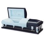 Batesville Antique Blue Casket — blue 18-gauge steel with light blue crepe interior (view 2)