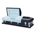 Batesville Antique Blue Casket — blue 18-gauge steel with light blue crepe interior