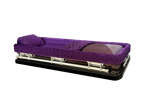 Apollo Series Full Couch Black and Purple casket — purple 18-gauge steel with purple velvet interior (view 2)
