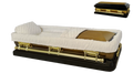 Apollo Series Full Couch Bronze and Gold Casket — bronze 18-gauge steel with ivory velvet interior