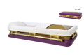 Apollo Series Full Couch Purple casket — purple 18-gauge steel with white velvet interior