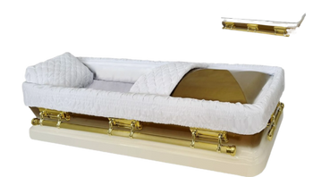 Apollo Series Full Couch White/Gold Casket
