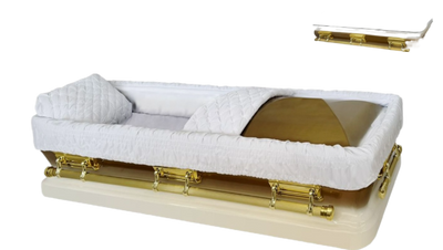 Apollo Series Full Couch White/Gold Casket