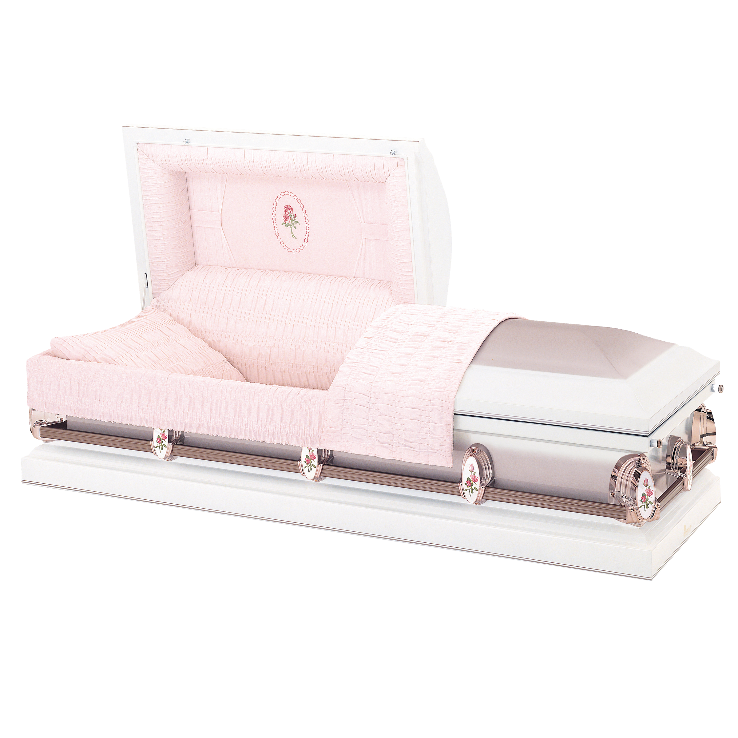 Batesville Carnation Casket — 18-gauge steel with moss pink crepe interior