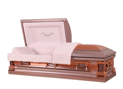 Athena Copper Casket — pink velvet interior (view 2)
