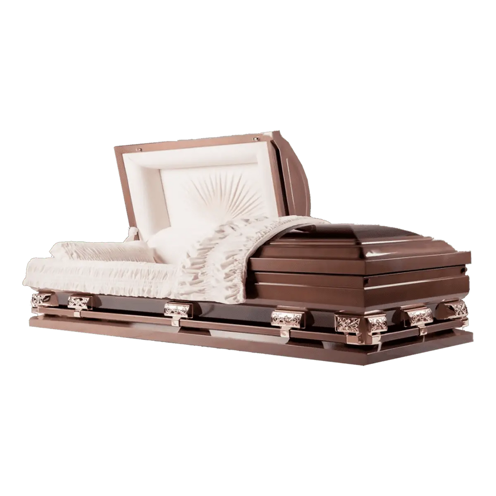 Discount Caskets Series Oversize Casket Copper — copper 18-gauge steel with ivory velvet interior (view 3)