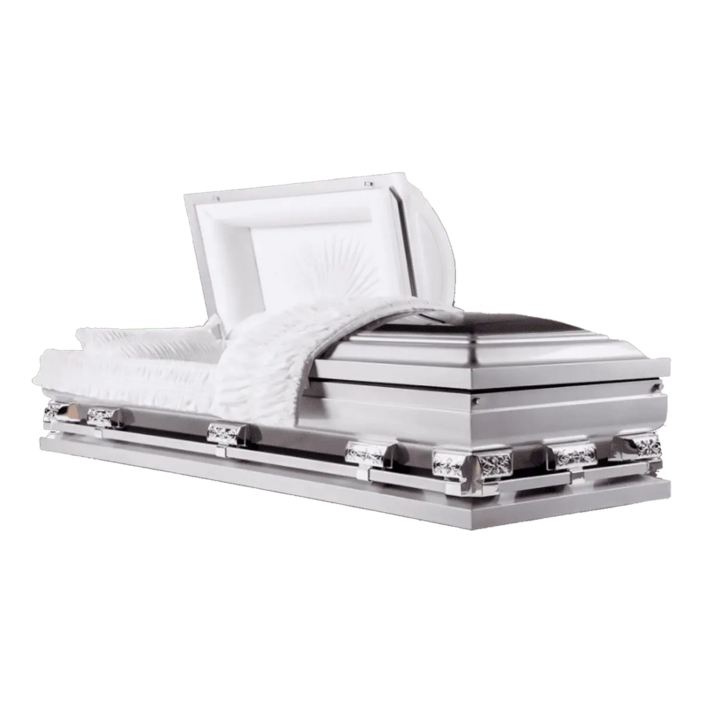 Discount Caskets Series Oversize Casket Ebony — black 18-gauge steel with white velvet interior (view 3)