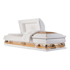 Discount Caskets Series Oversize Casket White/Gold — gold 18-gauge steel with white velvet interior (view 2)