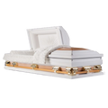 Discount Caskets Series Oversize Casket White/Gold — gold 18-gauge steel with white velvet interior