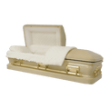 Orion Series Champagne casket — champagne 18-gauge steel with ivory velvet interior
