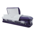 Orion Series Purple casket — purple 18-gauge steel with white velvet interior