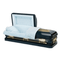 Orion Series Sapphire Blue casket — blue 18-gauge steel with blue velvet interior