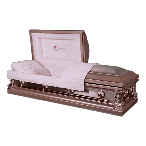 Autumn Rose Stainless Steel casket — pink stainless steel with pink velvet interior