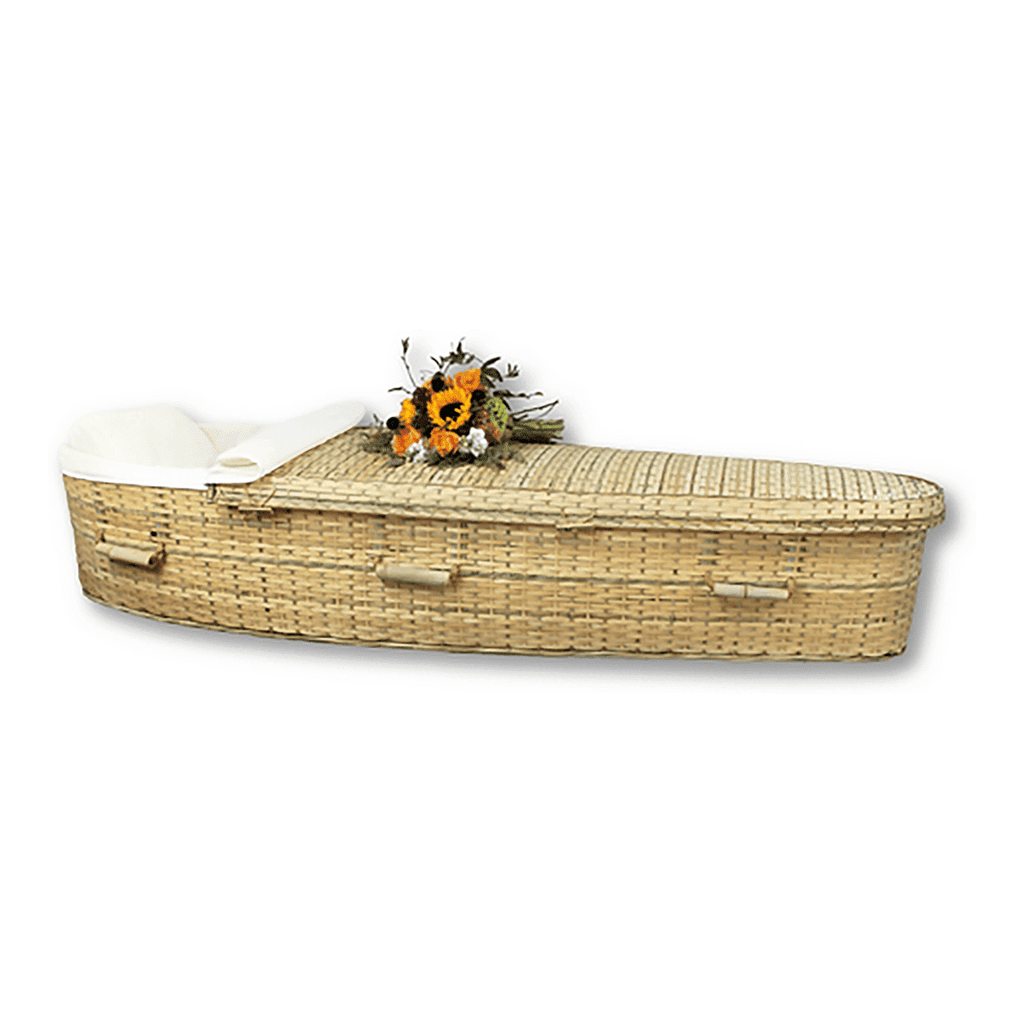 Discount Caskets Bamboo Casket — solid bamboo with cotton interior