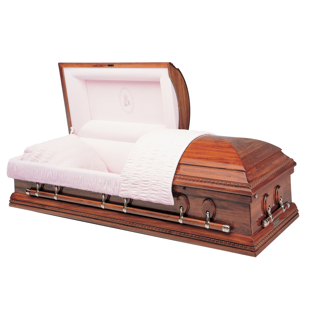 Batesville Cameo Hardwood casket — solid poplar with moss pink velvet interior (view 2)