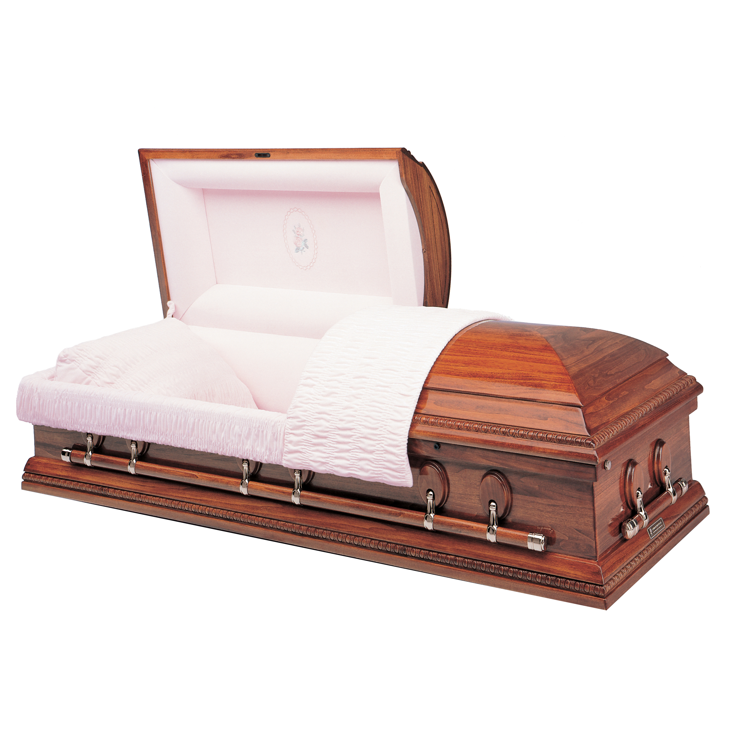 Batesville Cameo Hardwood casket — solid poplar with moss pink velvet interior (view 2)