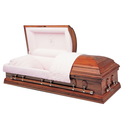 Batesville Cameo Hardwood casket — solid poplar with moss pink velvet interior (view 2)