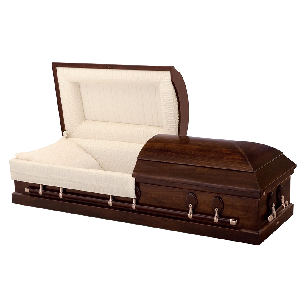 Batesville Chestnut Hardwood casket — solid poplar with rosetan crepe interior (view 2)