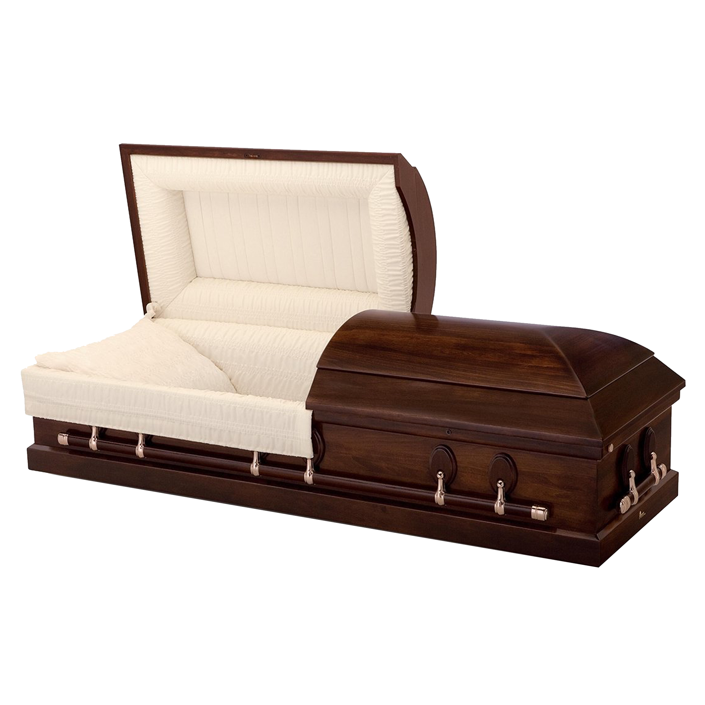 Batesville Chestnut Hardwood casket — solid poplar with rosetan crepe interior (view 2)