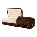 Batesville Chestnut Hardwood casket — solid poplar with rosetan crepe interior