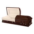 Batesville Chestnut Hardwood casket — solid poplar with rosetan crepe interior