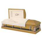 Batesville Cortez Gold Casket — gold 20-gauge steel with rosetan crepe interior (view 2)