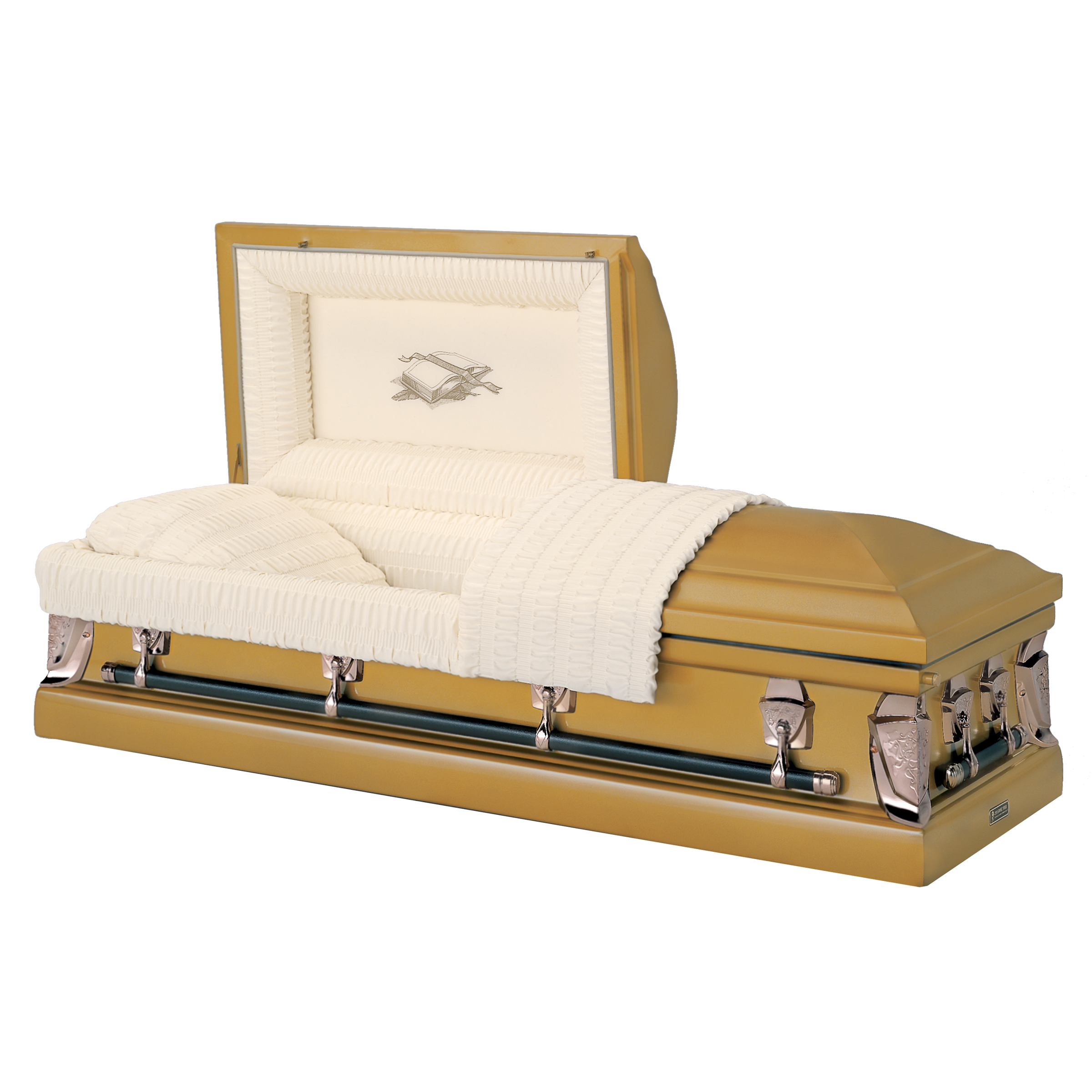 Batesville Cortez Gold Casket — gold 20-gauge steel with rosetan crepe interior (view 2)