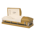 Batesville Cortez Gold Casket — gold 20-gauge steel with rosetan crepe interior